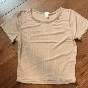 Bozzolo Beige Short Sleeve Top